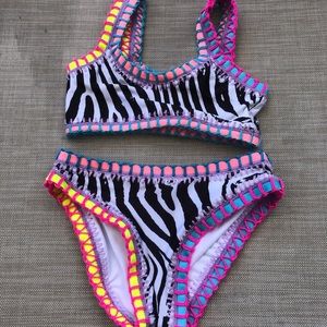 Brand new girls pilyq zebra bathing suit.  Sz 8.